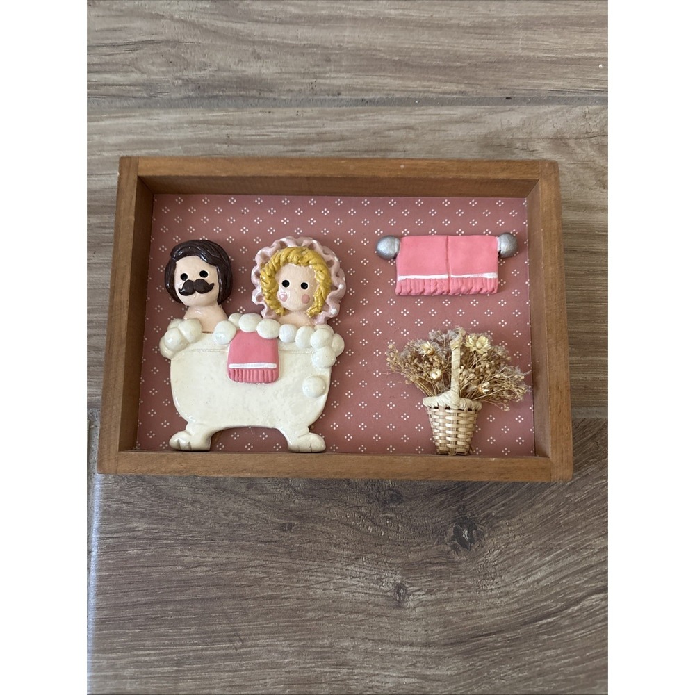 Vintage Old Bathroom Wall Plaque- Hand Painted,Hand Crafted- TAIWAN‎